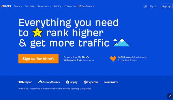 Ahrefs homepage