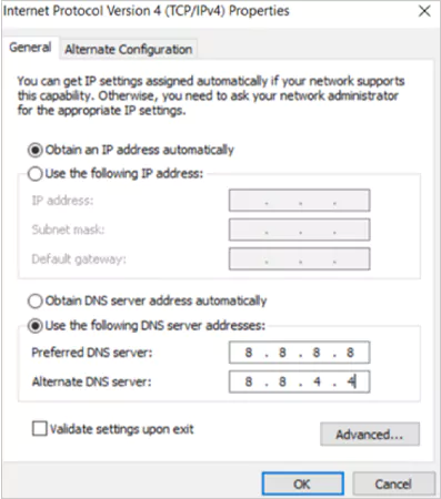 Change DNS server settings