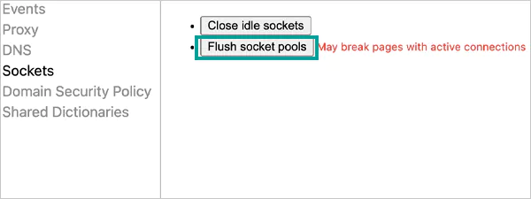 Click on Flush socket pools