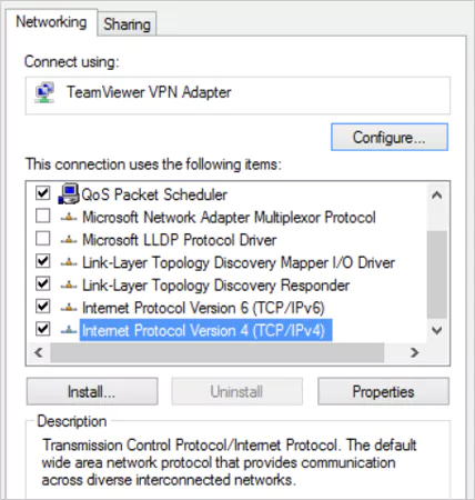 Click on Internet Protocol Version 4 TCP IPv4