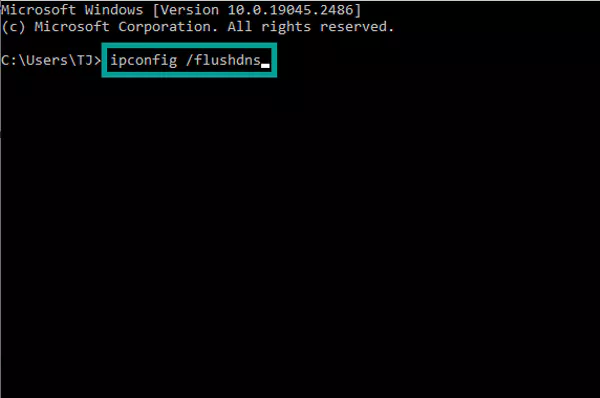 Type ipconfig flushdns in cmd